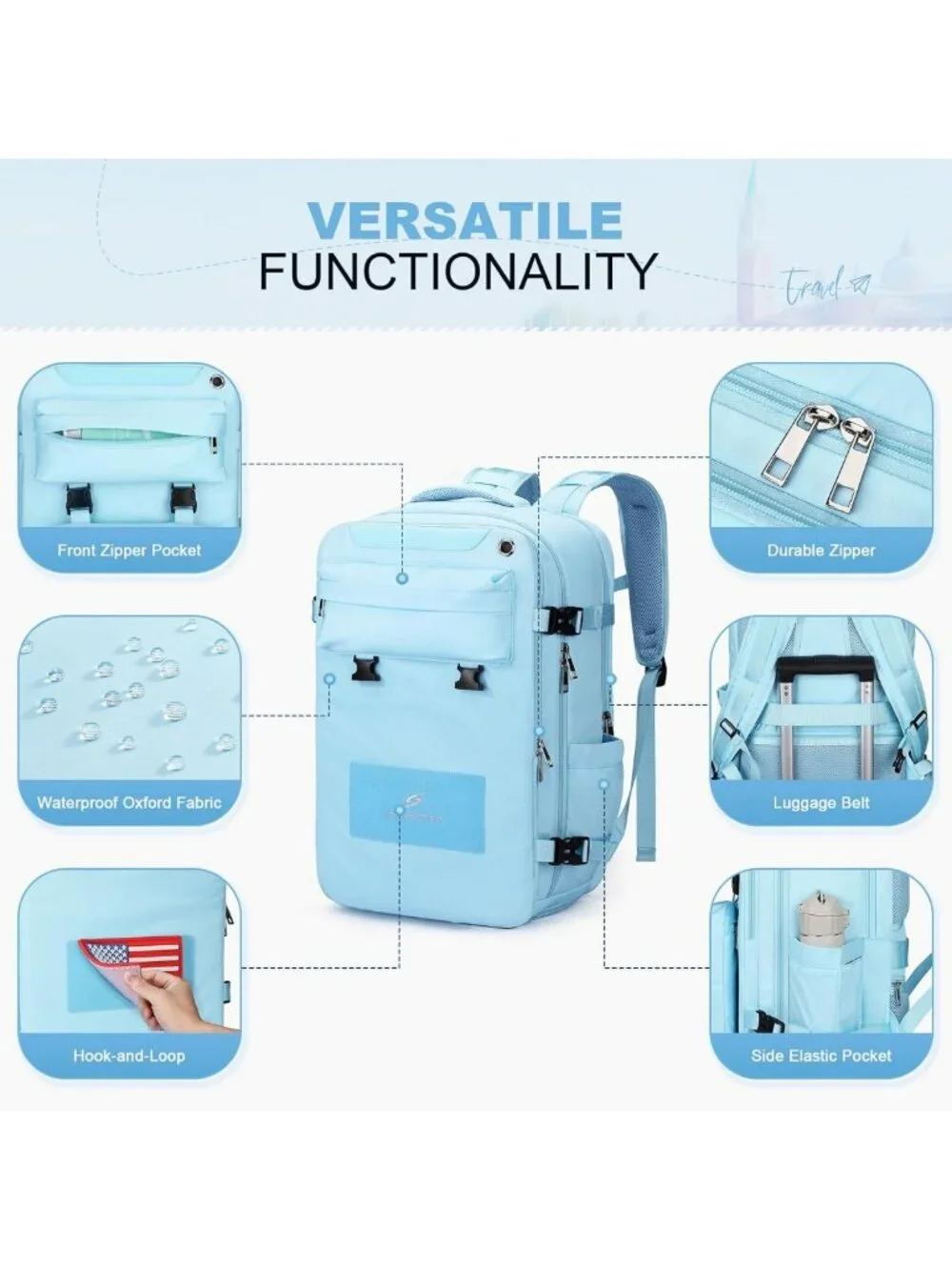 Versatile Travel Backpack for Laptop, Shoe Compartment, Lightweight, Waterproof
